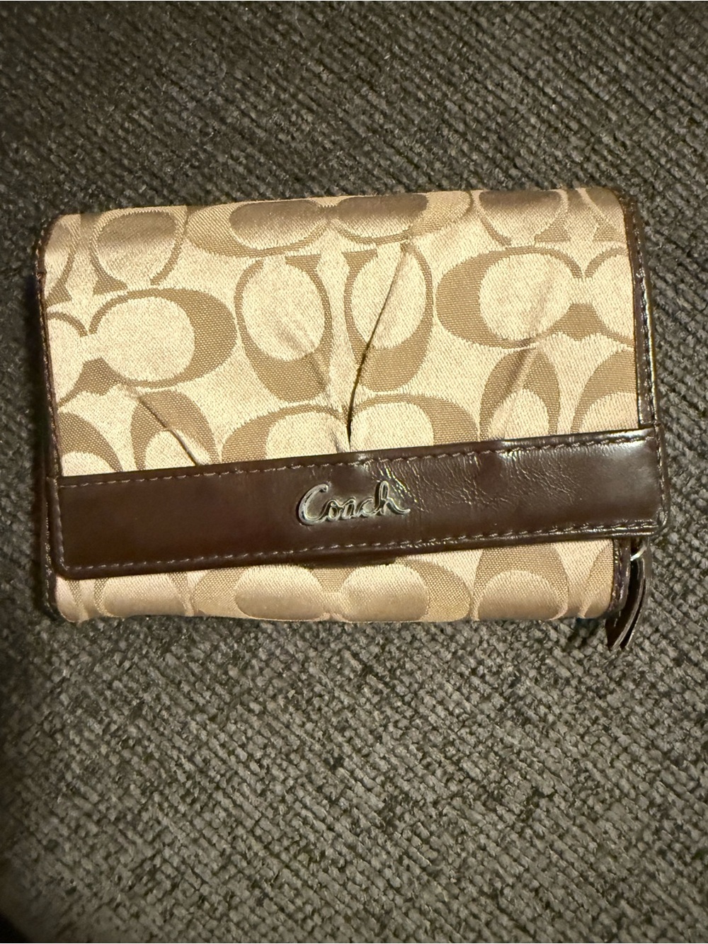 Coach Canvas Wallet in Beige and Brown